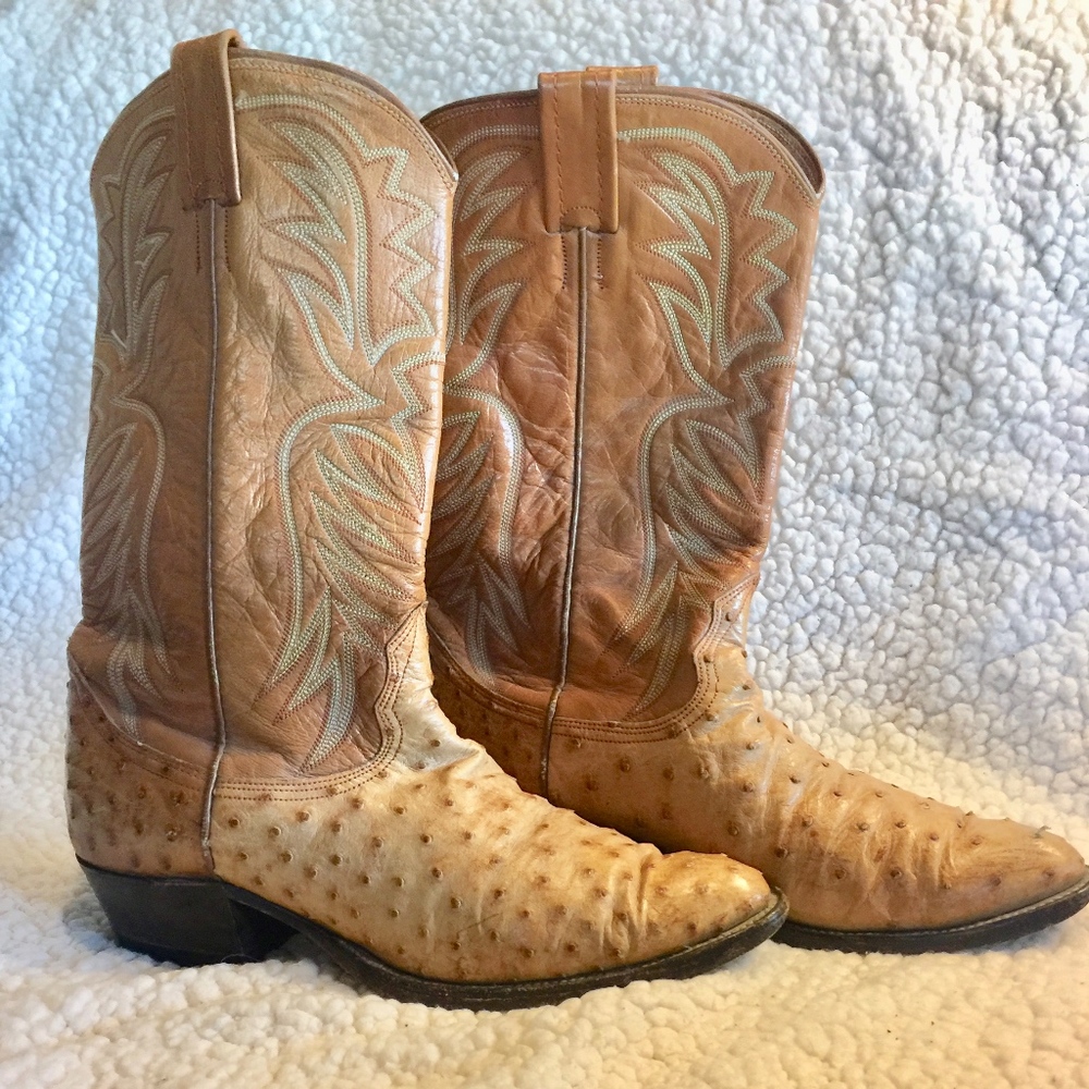 Narcana Mens Ostrich Skin Cowboy Boots